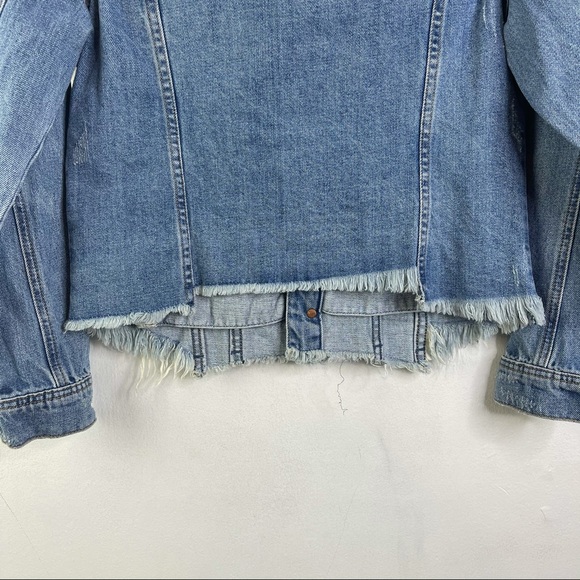 Blank NYC Heavily Distressed Fitted Denim Jacket NWT Size M - Picture 9 of 13